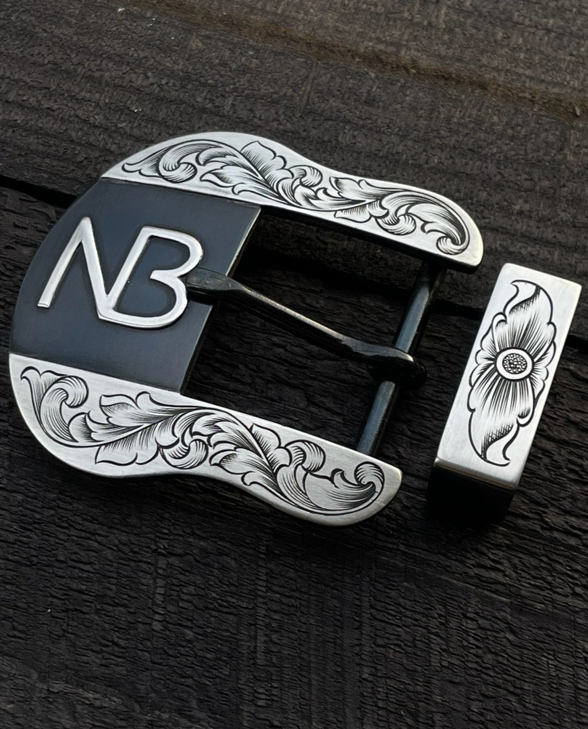 Custom Handmade Western Belt Buckle Boles Silver