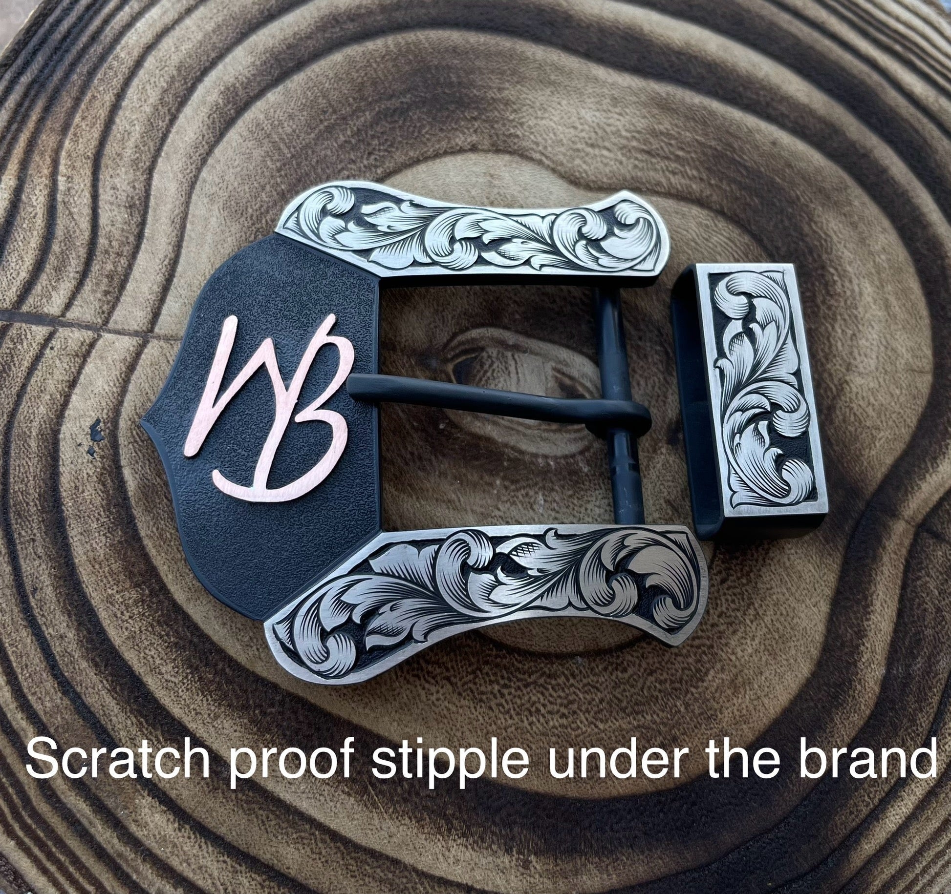Custom Western Belt Buckle - Shape 2 buckle with deep relief engraving