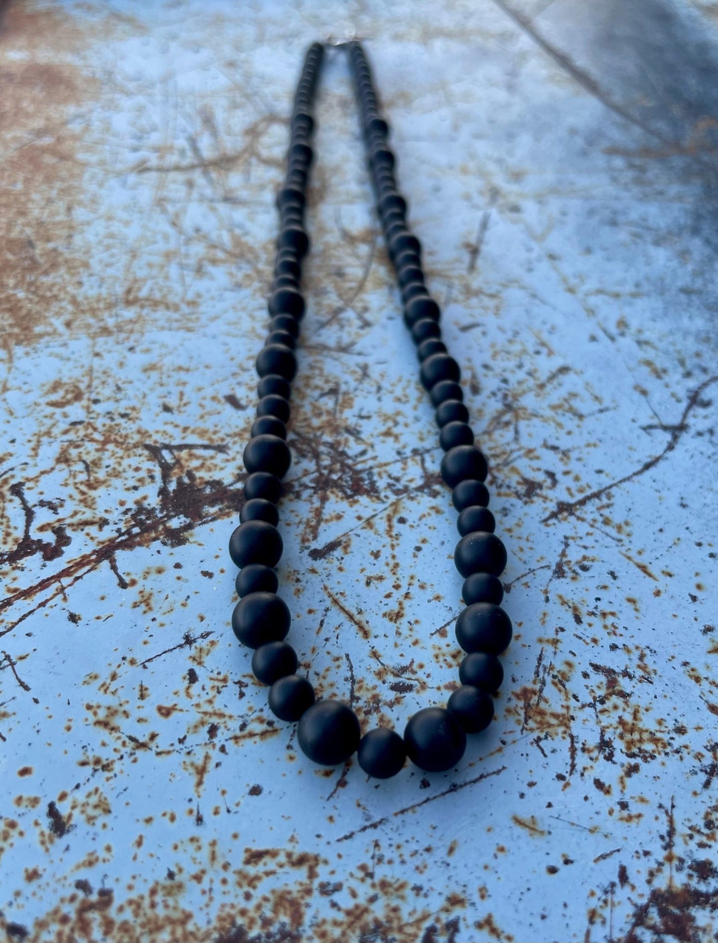 Sequoia 22” black onyx beaded necklace - Boles Silver