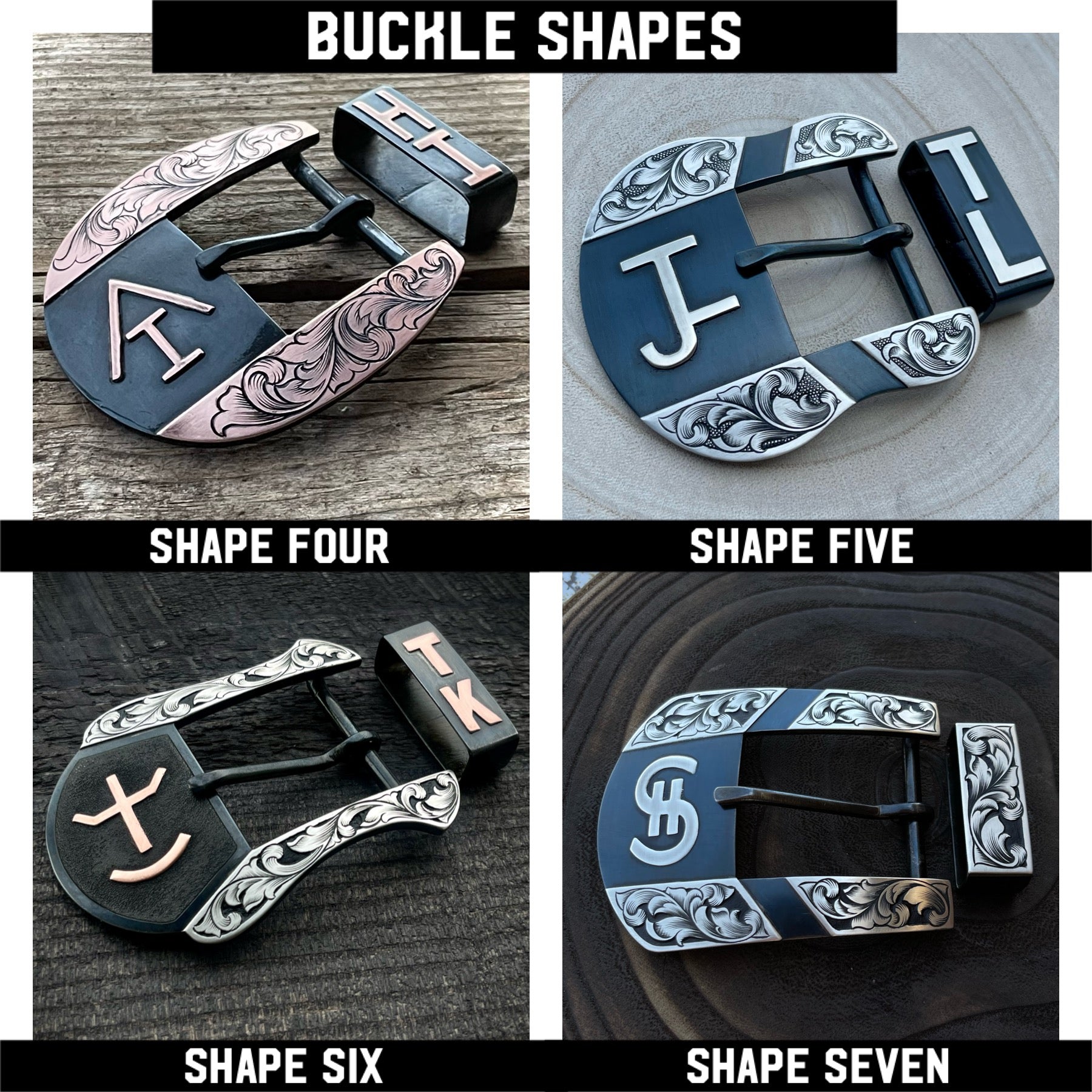 Custom Western Belt Buckle Style 6 / Nickel Silver / 2 Piece