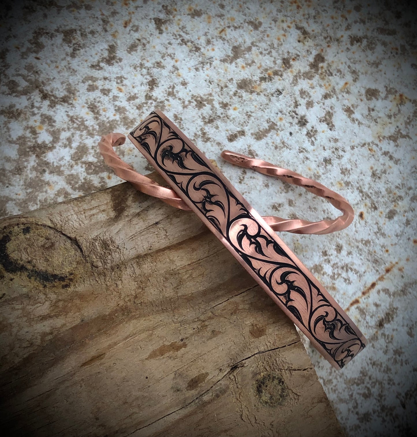 Made to order engraved copper bracelet