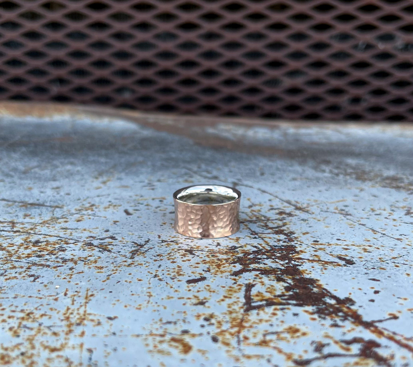 Rosie hammered concave band - DSC by Boles Silver