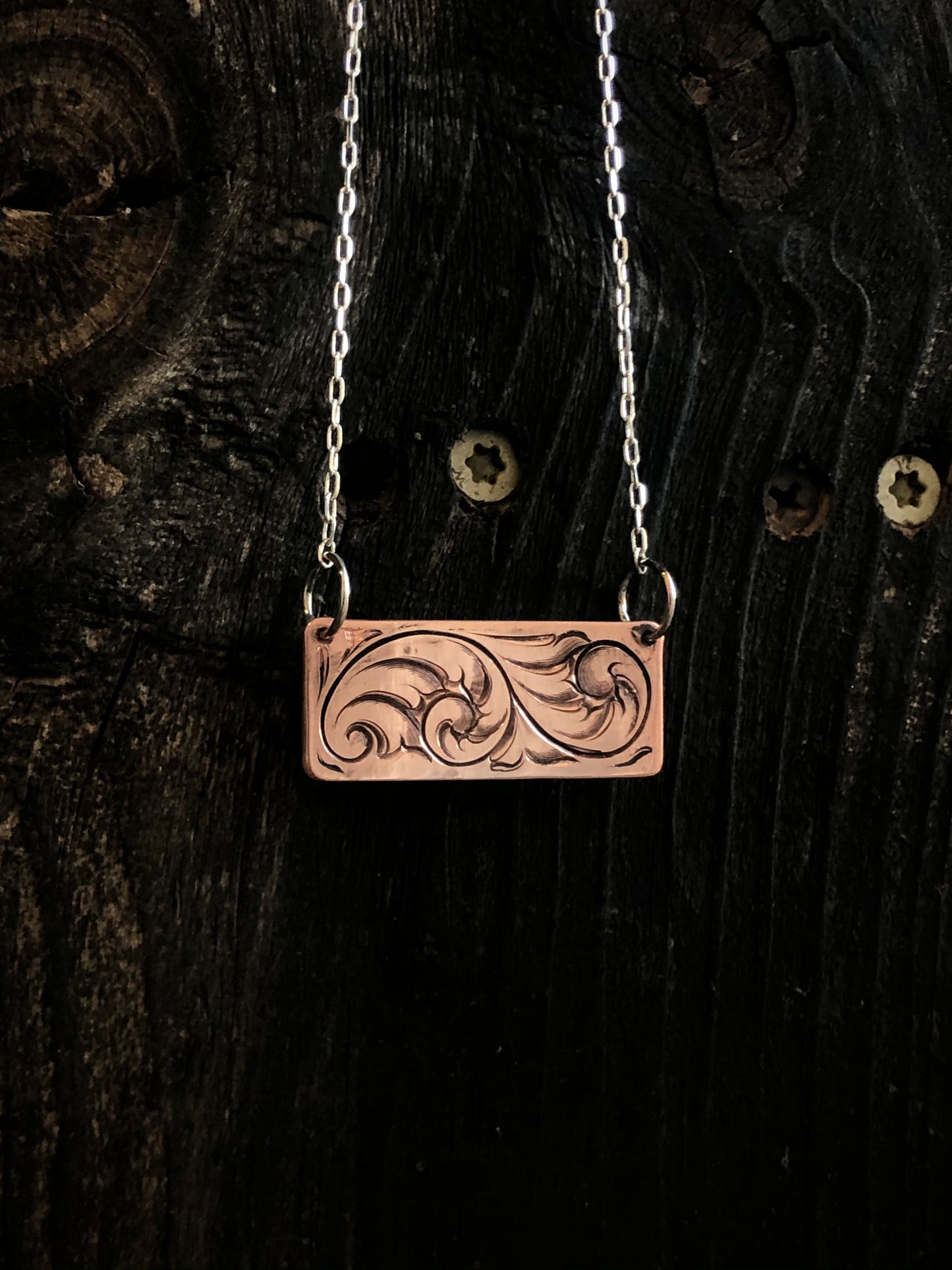 Custom copper bar necklace