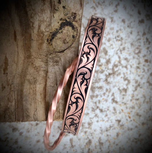Made to order engraved copper bracelet