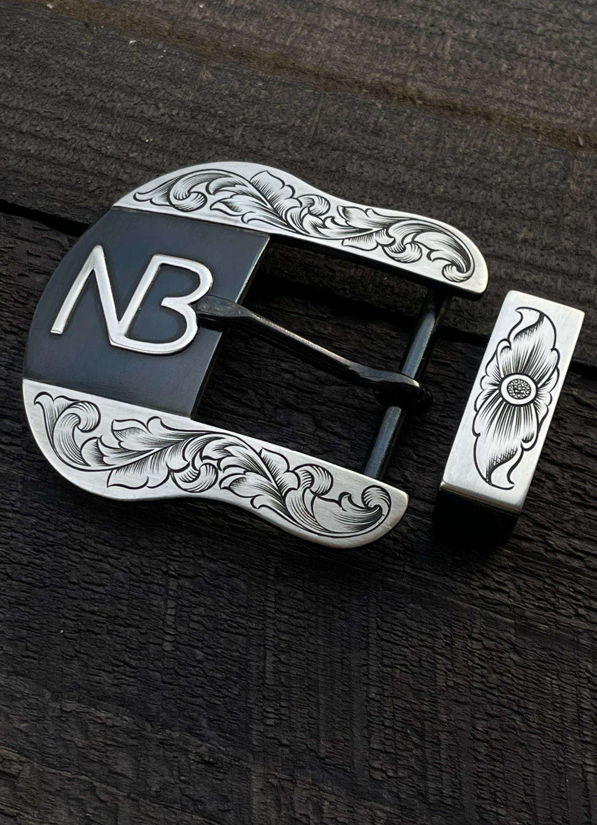 Custom Western Belt Buckle Style 1 / Nickel Silver / 2 Piece